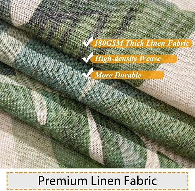 Baccessor Linen Shower Curtain Long 72 W X 84 L Inch Tropical Green Leaf Shower Curtains Botanical Banana Monstera Leaf Palm Tree Waterproof Heavy Duty Fabric Cloth Shower Curtain for Bathtubs Hotel