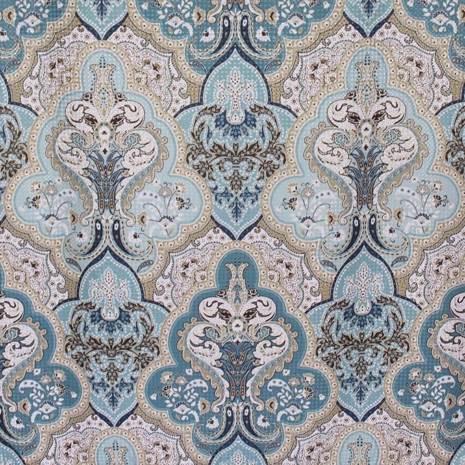 Serafina Home Decorative Blue & Brown Boho Fabric Shower Curtain, Modern Farmhouse for Vintage Rustic Bathroom Decor, Floral Victorian, 72 x 72