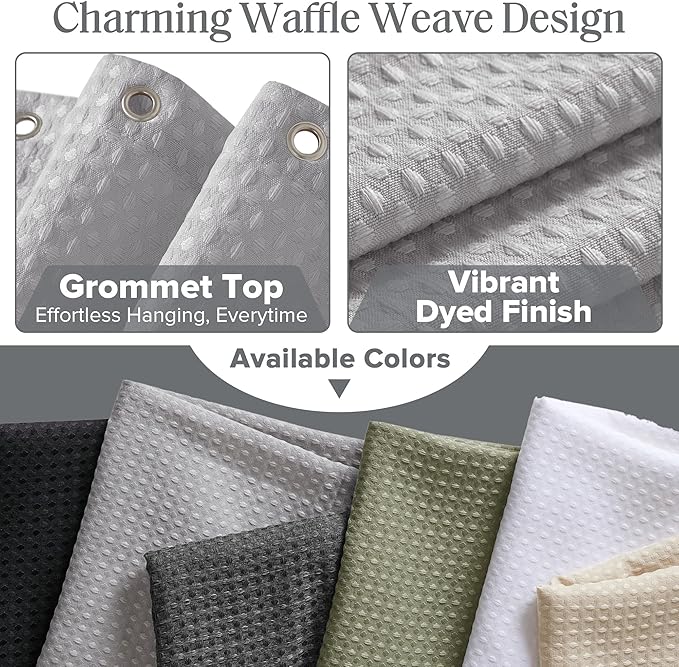 Madison Park Shower Curtain Waffle Weave, Vibrant Dyed, Waffle Shower Curtain 3M Scotchgard Moisture Management, Farmhouse Stall Shower Curtains for Bathroom, Stall: 36x72'' Grey
