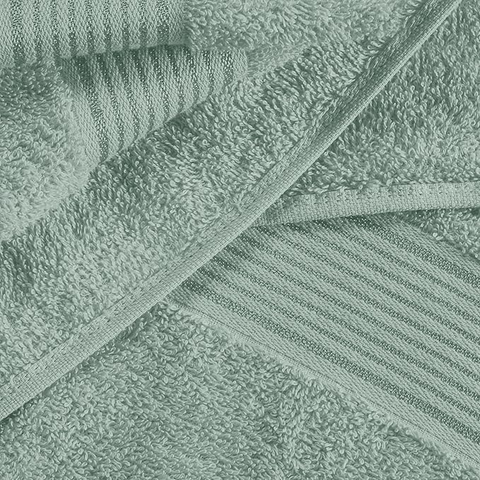 Elvana Home Ultra Soft 6 Pack Cotton Towel Set, Contains 2 Bath Towels 28x55 inch, 2 Hand Towels 16x24 inch & 2 Wash Coths 12x12 inch, Ideal Everyday use, Compact & Lightweight - Jade
