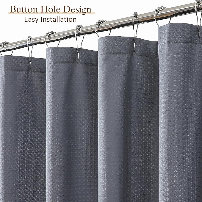 Aiyufeng Grey Shower Curtains for Bathroom，Dot Like Embossed Textured Waterproof Soft Polyester Cloth Shower Curtain，Hotel Spa Machine Washable，72Wx72L