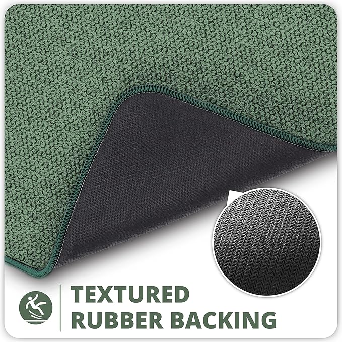 Bath Mat,Ultra Thin Bathroom Runner Rugs,Large Bath Mats for Bathroom,Quick Dry,Non-Slip,Machine Washable,Low Pile,Bath Rug,Shower Outside,Sink,Home Decor Accessories.Green,3'x4'(36x48inch)