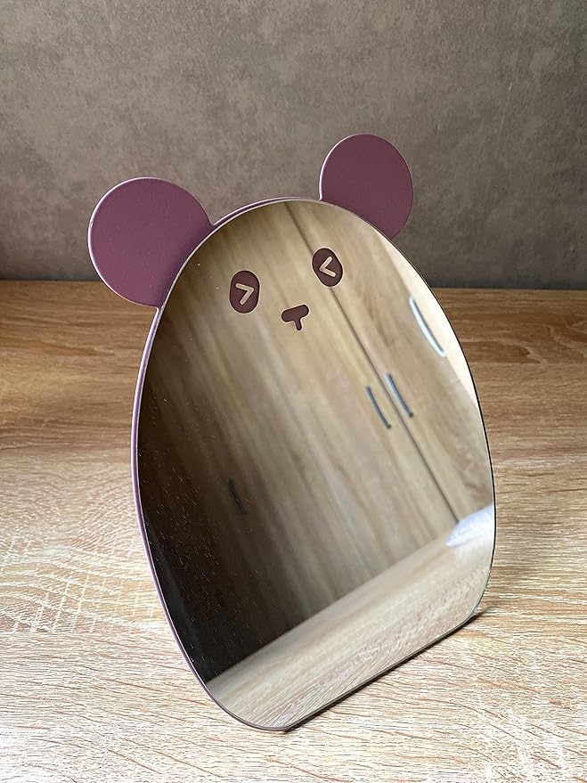 Kids Makeup Mirror Kawaii Compact Desktop Mirror for Girls Table Mirror Purple Panda with Stand Mirror Cute for Desk