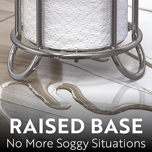 BROOKSTONE Toilet Paper Holder Stand Reserve - Free Standing Toilet Paper Stand with Storage that Holds Mega Rolls, Standing Bathroom Tissue Organizer, Bathroom Decor - Modern Storage Holder, Chrome