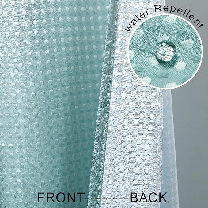 Mrs.Naturall Beach Shower Curtain for The Bathroom Waffle Weave Microfiber Fabric Ombre Ocean Shower Curtain for Coastal Bath Decor,Sea Aqua Green,36x72 Inch