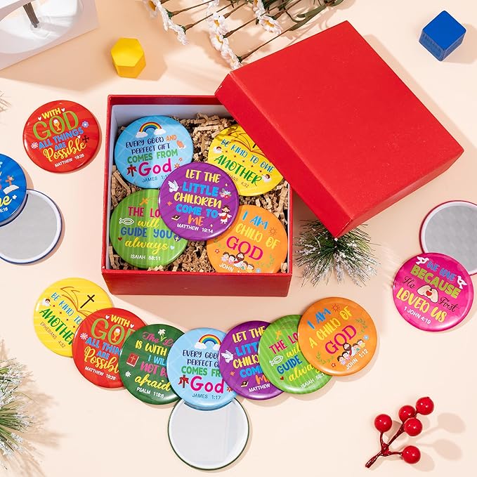 Y1tvei Cute Compact Mirror Bulk - 36Pcs Colorful Bible Verse Inspirational Quote Gift Mini Portable Round Pocket Makeup Mirror for Women Teen Purse Wallet Religious Faith Christian Church Party Favors