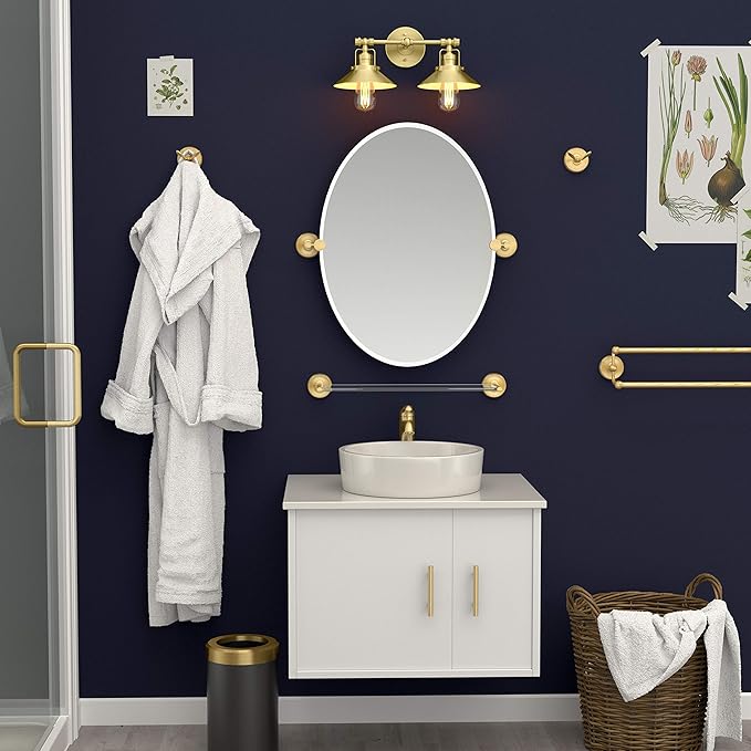 Gatco 5054 Designer II Double Towel Bar, Wall-Mounted Bathroom Towel Holder, 24" Length, Brushed Brass Finish