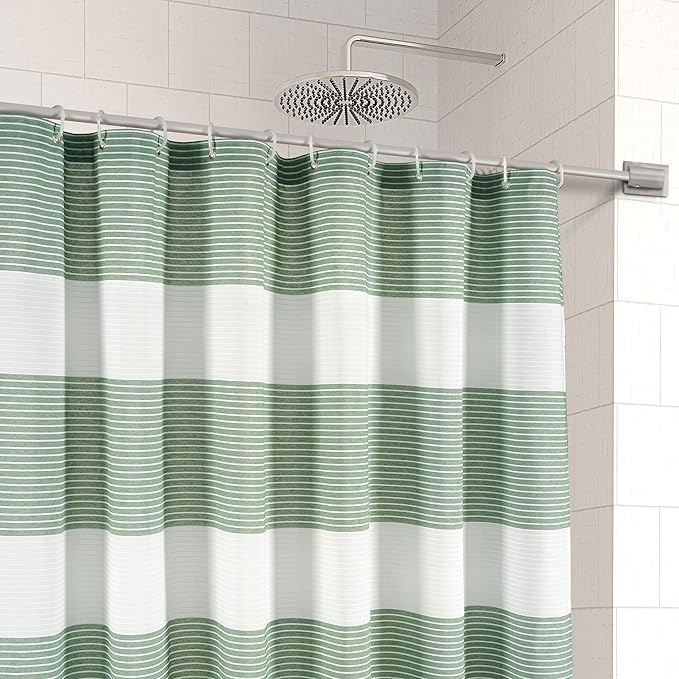 LANE LINEN Premium Striped Shower Curtain - 72 x 72 inches Standard Size - Modern Spa Style & Fast Drying - Decorative Curtain & Machine Washable - Reinforced Header with Metal Grommets - Sage Green