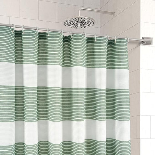 LANE LINEN Premium Striped Shower Curtain - 72 x 72 inches Standard Size - Modern Spa Style & Fast Drying - Decorative Curtain & Machine Washable - Reinforced Header with Metal Grommets - Sage Green