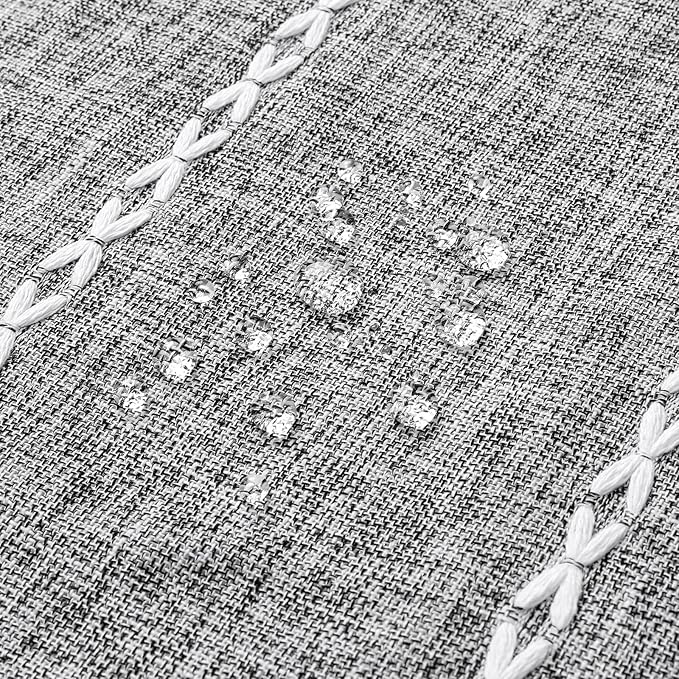 MitoVilla Boho Extra Long Shower Curtain 72 x 96, Darkgrey Modern Farmhouse 96 inch XL Polyester Linen Texture Tassel Fabric Shower Curtain Set with Hooks for Cottagecore Country Bathroom Decor
