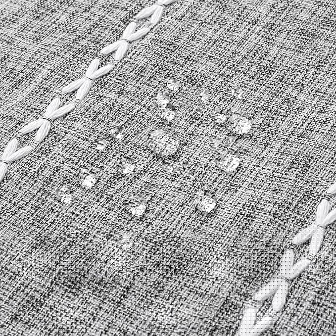 MitoVilla Dark Grey Boho Small Stall Shower Curtain Set 36 x 72, Half Size Narrow Polyester Linen Fabric Shower Curtains for Farmhouse Bathroom Decor, Charcoal Grey
