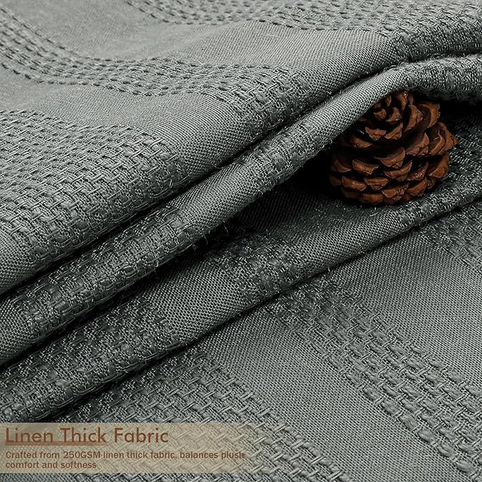 OVZME Light Grey Shower Curtain 78 Inch Long, Boho Thick Linen Textured Shower Curtain with Tassel, Farmhouse Minimalist Striped Weighted Machine Washable Bathroom Decor, 72Wx78L Inches