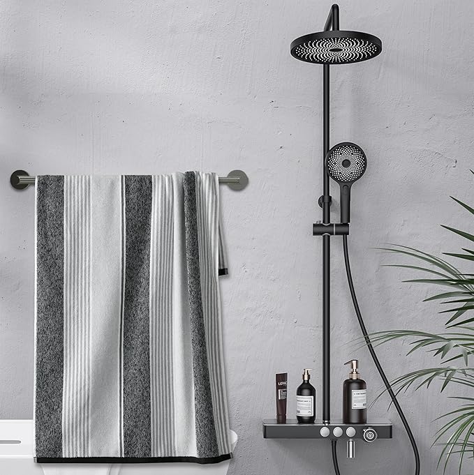 Honmein Towel Bar - Adjustable 304 Stainless Steel Towel Holder for Bathroom (11.8inch-22.6inch) Sturdy and Rustproof Wall Mounted Towel Rack for Bathroom Accessories, Silver?€?