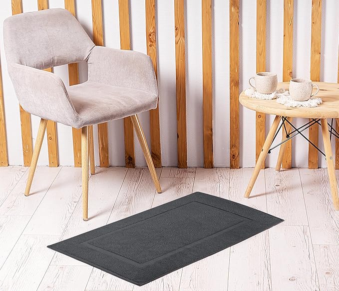 Utopia Towels Cotton Banded Rug, Bath Mats, Not a Bathroom Rug, 21 by 34 Inches, 100% Ring Spun Cotton, Highly Absorbent Shower Bathroom Floor Mat, Grey, 2 Pack