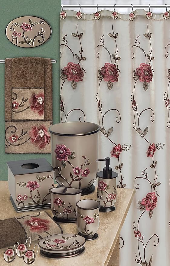 Zahari Home Larrisa Floral Bathroom Towel Set - 3 Piece Bath, Hand, and Wash Towels - Modern Classic Contemporary Decor With Beautiful Unique Design - Stylish Flower Set