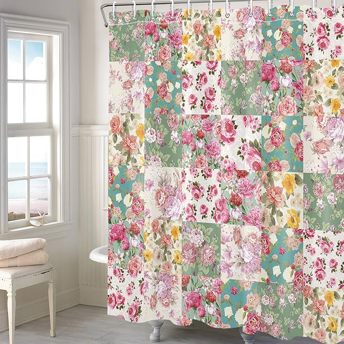 Floral Flower Shower Curtain Butterfly Bathroom Shower Curtain Set Boho Cute Shower Curtains Cloth Fabric Shower Curtain