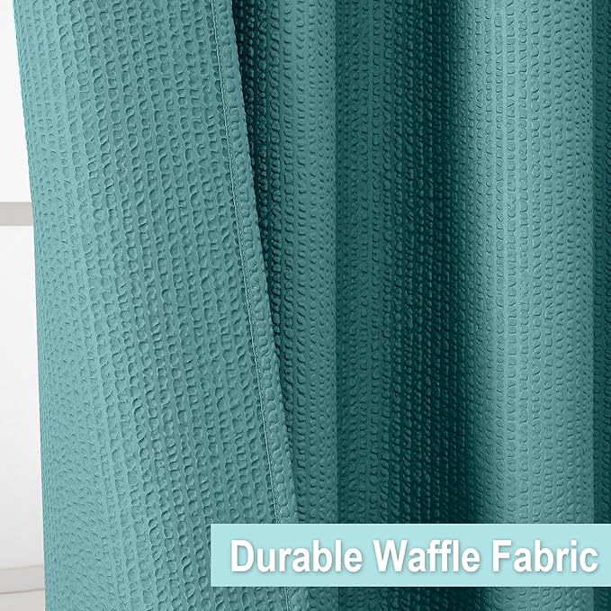 OVZME Turquoise Extra Long Shower Curtain 72 x 84 Inch, 3D Embossed Textured Fabric Shower Curtain for Bathroom, Hotel Spa Bathroom Curtains, Water Repellent Machine Washable