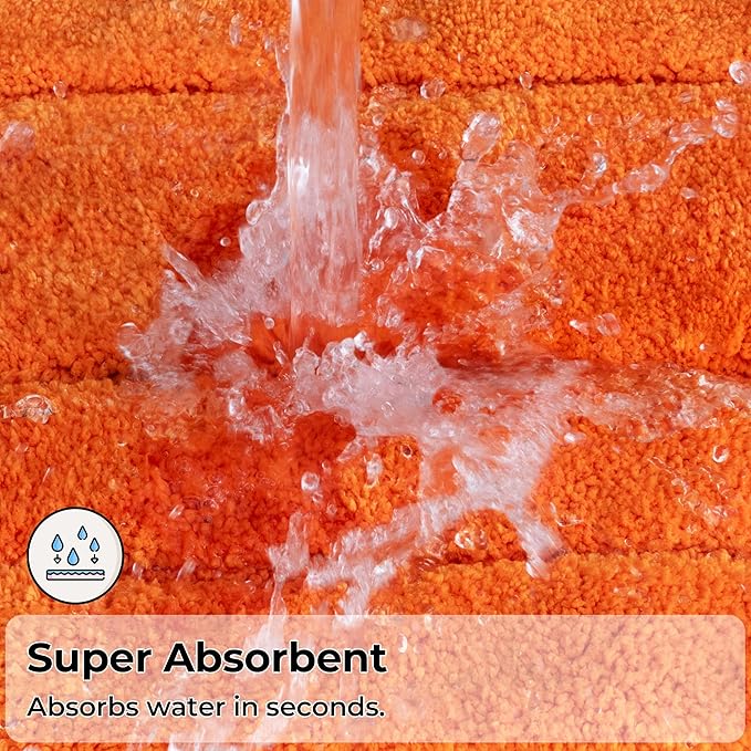 GRANNY SAYS Bathroom Rugs and Mats, 16" x 24" Non-Slip Bath Mat for Bathroom, Super Soft Absorbent Microfiber Bath Rug, Machine Washable and Dry, Small Orange Rug for Shower, Tub and Bath Floor