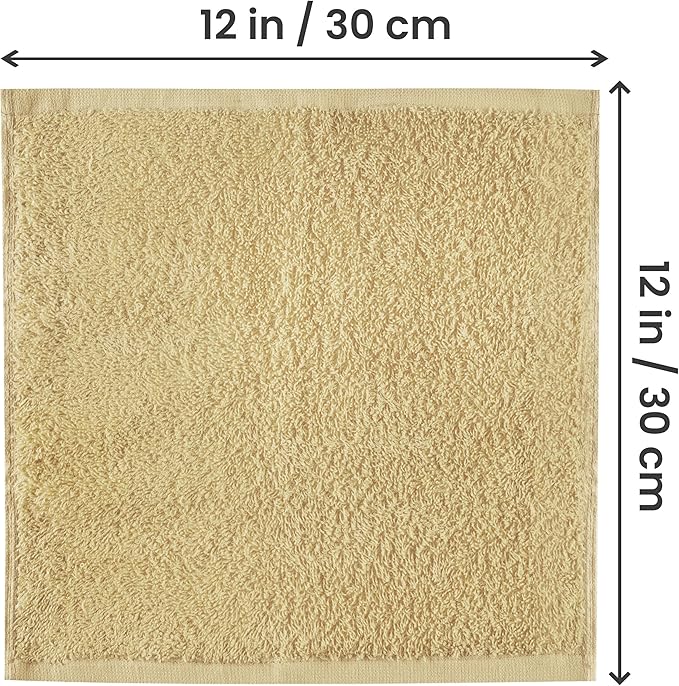Utopia Towels 12 Pack Cotton Washcloths Set, 100% Ring Spun Cotton, Premium Flannel Face Cloths, Highly Absorbent and Soft Feel Fingertip Towels, Beige