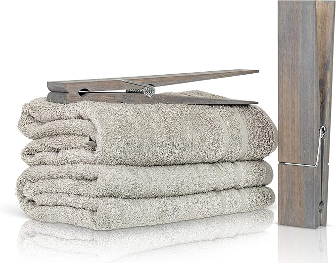 Giant Clothespin Bathroom Towel Holder | Huge 12” Clothes pin | Farmhouse Bathroom décor | Laundry Room or Nursery décor | Towel Rack or Hook | Bathroom Accessories wall décor (Classic Gray)