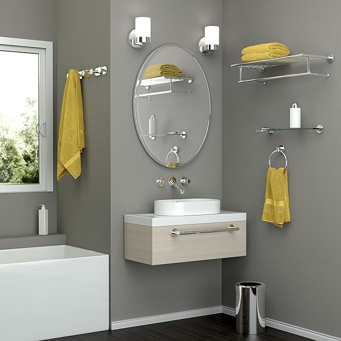 Gatco 4632 Glam Towel Ring, Chrome / Wall Mounted 6.5" Towel Ring for Bathroom