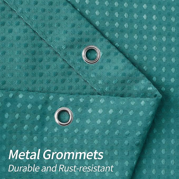 MitoVilla Extra Long Shower Curtain 72 x 84, Emerald Green 84 inch XL Waffle Fabric Shower Curtains for Modern Luxury Bathroom Decor, Waffle Weave Textured Shower Curtain 84 inch, Seaweed Green
