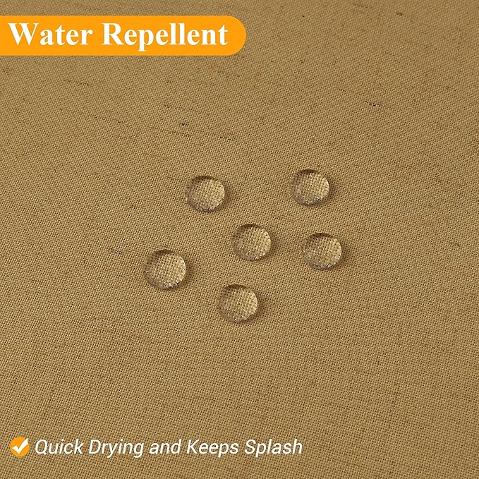 Naturoom Gold Linen Shower Curtain, Country Boho Farmhouse Bath Decor Shower Curtains Neutral Cloth Weighted Textured Fabric Bath Curtain with Hooks, 72x72