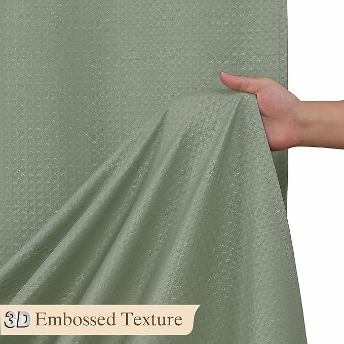 Aiyufeng Waterproof Fabric Shower Curtains for Bathroom，Dot Like Embossed Textured Soft Polyester Cloth Stall Shower Curtain，Hotel Luxury Quality Machine Washable，36Wx72L，Sage Green