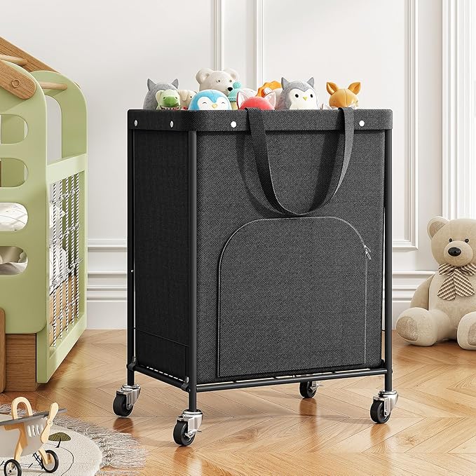 170L Large Laundry Basket with Wheels, Rolling Laundry Hamper Easy Access Clothing Minimizes Bending, Laundry Cart with 4 Silent Casters & Removable Bag for Bedroom, Bathroom, Laundry Room