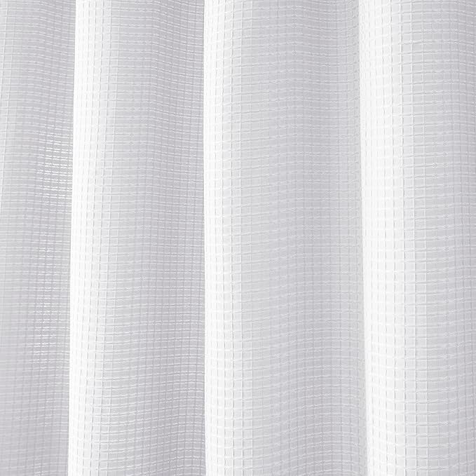 Luxury Waffle Weave Shower Curtain Elegant Hotel Style Fabric for Bathroom, Water Repellent, Machine Washable White Waffle