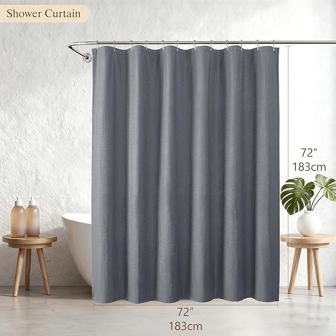 Aiyufeng Grey Shower Curtains for Bathroom，Dot Like Embossed Textured Waterproof Soft Polyester Cloth Shower Curtain，Hotel Spa Machine Washable，72Wx72L