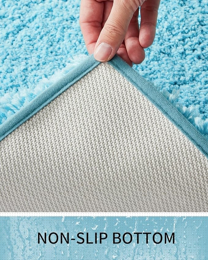 Bathroom Rugs Non Slip Washable 70x24, Ultra Thick Soft Microfiber Absorbent Bath Mats, High Density Foam Latex Non Slip Backing Bath Rugs, Fluffy Floor Carpet for Tub&Shower, Teal