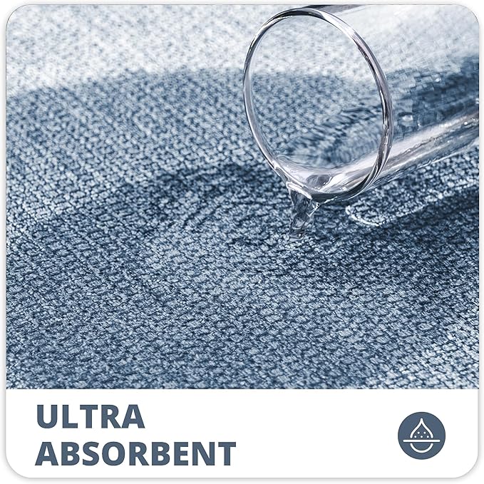 Bathroom Rugs Set 2 Pieces,Thin Bathroom Mats,Toilet Rugs,Quick Dry,Non-Slip,Machine Washable,Low Pile,Absorbent Bath Mats,Shower,Sink,Home Decor Accessories.Blue,1'5"x2'3"+1'8"x2" U Shape