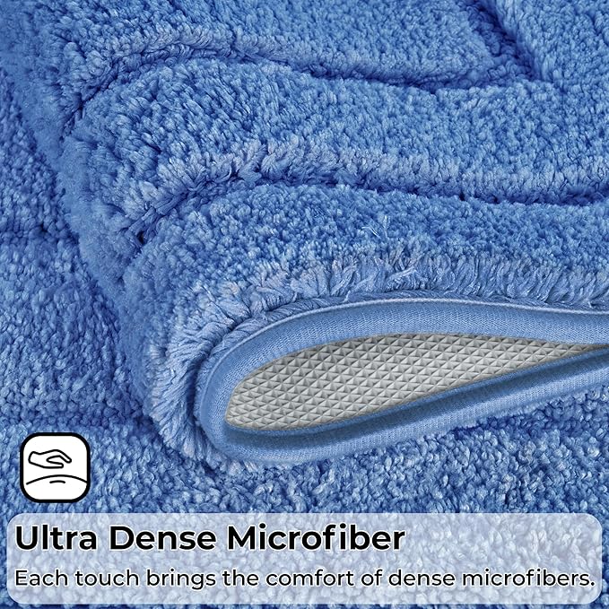GRANNY SAYS Bathroom Toilet Rugs U Shaped, Bath Mats for Bathroom, Bath Rugs Non Slip Washable, Absorbent Microfiber Toilet Mat, Soft Plush Shaggy Bath Carpet, 20" x 24", Blue