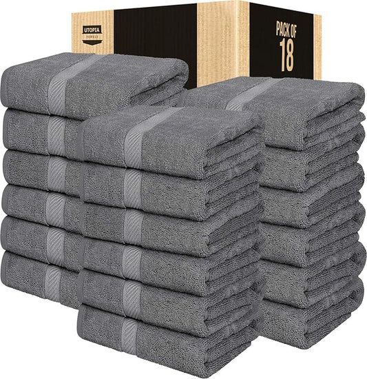 Utopia Towels 18 Pack Bath Towel Set (24 x 48 Inches), 500 GSM 100% Ring Spun Cotton Medium Lightweight and Highly Absorbent Quick Drying, Premium Towels for Hotel, Spa and Bathroom