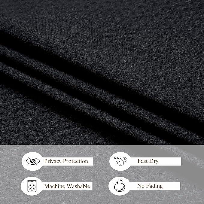 Aiyufeng Black Shower Curtains for Bathroom，Dot Like Embossed Textured Waterproof Fabric Shower Curtain，Hotel Luxury Quality & Soft Cloth，Machine Washable，72Wx78L