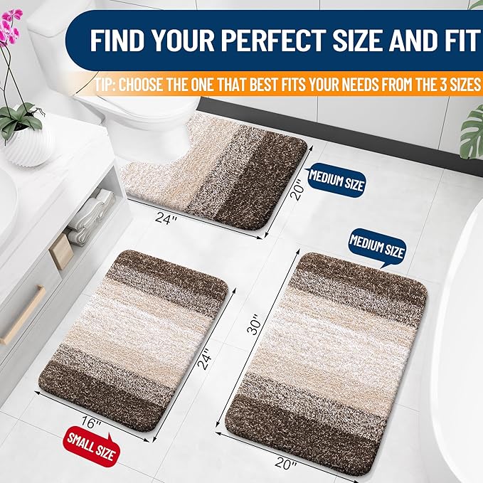 OLANLY Bathroom Rugs Mat 34x21, Extra Soft Absorbent Microfiber Bath Rugs, Rubber Backing, Quick Dry, Machine Washable Bath Mats for Bathroom Floor, Tub and Shower, Home Decor Accessories, Light Brown