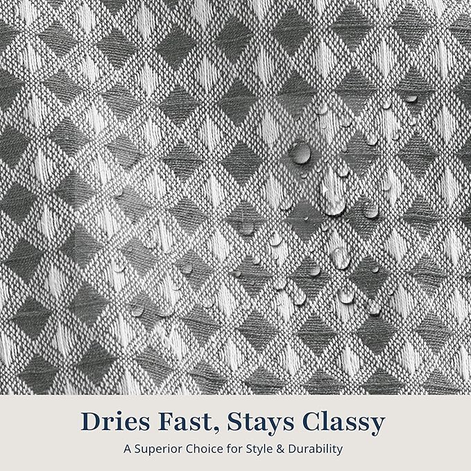 LANE LINEN Luxury Shower Curtains - 72W x 72H - Heavyweight Waffle Weave Fabric - Stable Hanging for Comfortable Showering, Water Repellent & Quick Dry - Header with Rust Proof Grommets - Gray