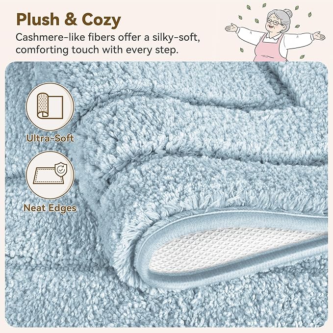 GRANNY SAYS Bathroom Rugs Non Slip, 20" x 32", Bath Rugs for Bathroom Washable, Bath Mats for Floor, Microfiber Bath Mat for Tub, Absorbent Bath Rugs for Shower Room, Pearl White