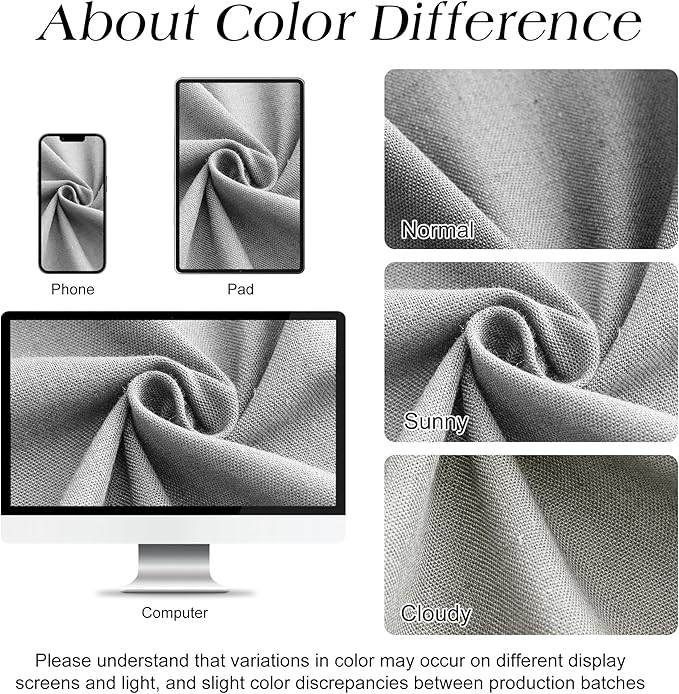 Naturoom Light Grey Linen Shower Curtain, Cloth Textured Fabric Shower Curtain Set with Hooks, Simple Elegant Modern Farmhouse Country Ultra Thick Bath Curtains for Bathroom,Water Repellent,72x84