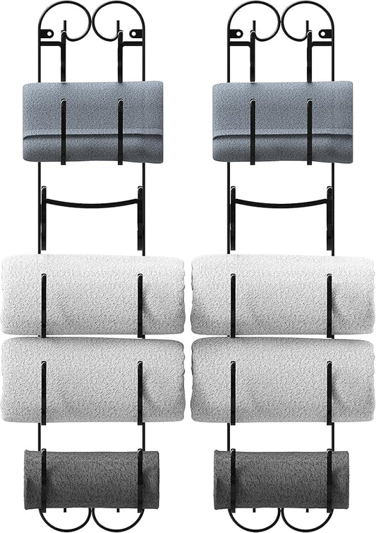 Deco Brothers 6-Tier Towel Rack, Wall Mounted Towel Holder, 2 Pack, Bronze