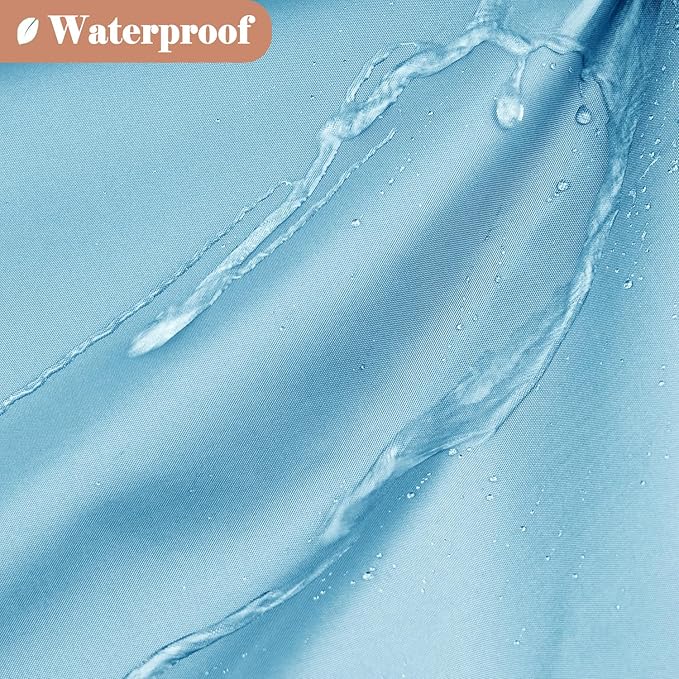UFRIDAY 36x72 Inch Stall Shower Curtain with Mesh Window,Soft Fabric Solid Bathroom Curtain with Hooks, Weighted Hem, Heavy Duty, Water Repellent, Light Blue