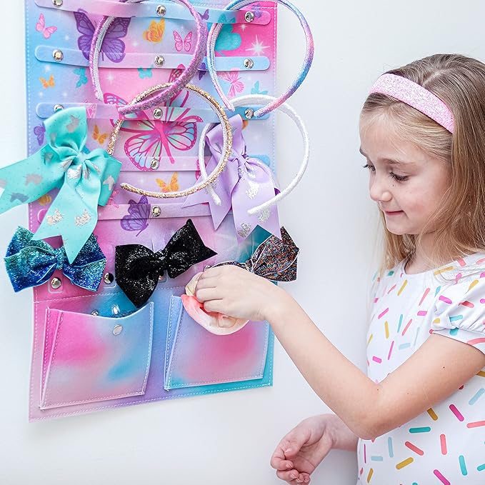 FROG SAC Bow and Headband Holder, Butterfly Hair Accessories Organizer for Wall, Hair Clip Accessory Organizers Wall Hanging Head Band Hairbow Bows Hangers for Closet Door