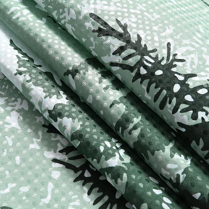 Hokibero Dark Green Misty Forest Mountain Nature Tree Fabric Shower Curtains for Bathroom Waterproof Heavy Duty Green and White Woohitedland Shower Curtain Bathtubs Hotel, 72 x 72 inch