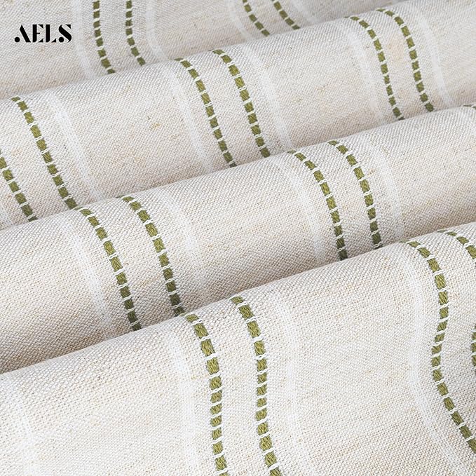 AELS Farmhouse Hanging Laundry Hamper with 2 Hooks, Boho Beige & Green Stripes Laundry Bag with Zipper & Wide Open Top, Over the Door Organizer for Dirty Clothes, Washable Space Saving Storage