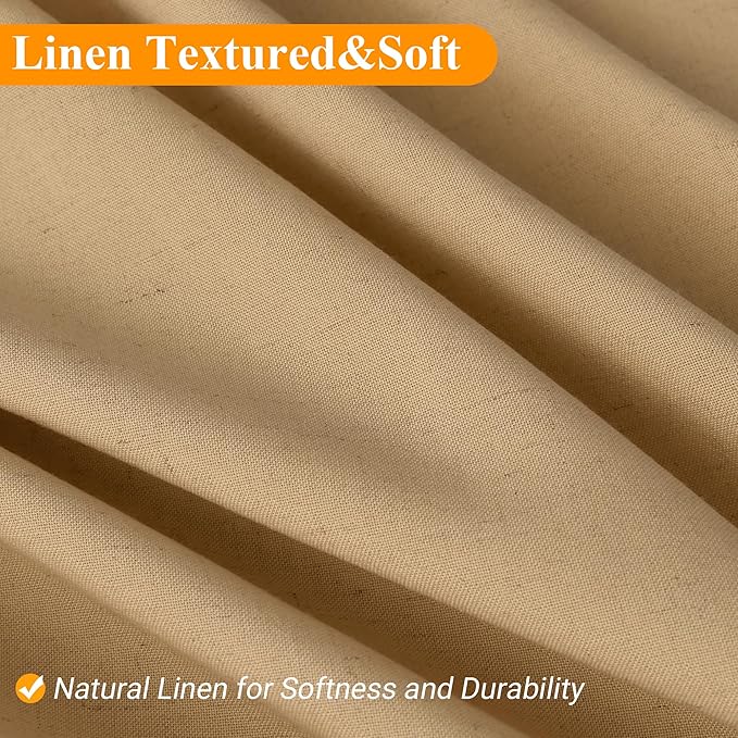 Naturoom Gold Yellow 48 Inch Shower Curtain - Stall Narrow Half Linen Ultra Thick Fabric Shower Curtain Set with Hooks, Boho Farmhouse Rustic RV Camper Bath Curtains for Bathroom, 48x72