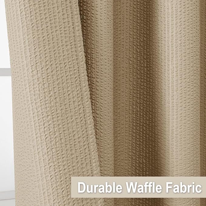 OVZME Taupe Extra Long Shower Curtain 72 x 84 Inch, 3D Embossed Textured Fabric Shower Curtain for Bathroom, Hotel Spa Bathroom Curtains, Water Repellent Machine Washable