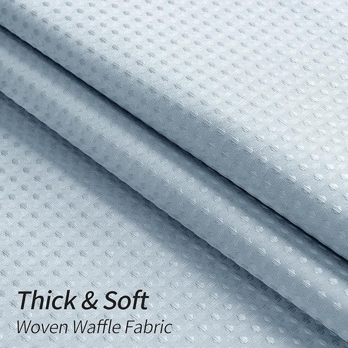 MitoVilla Blue Shower Curtain 72 x 78, Long Waffle Fabric Shower Curtains for Modern Luxury Bathroom Decor, Heavy Duty Hotel Cloth Shower Curtains 78 inch Long, Fog Blue