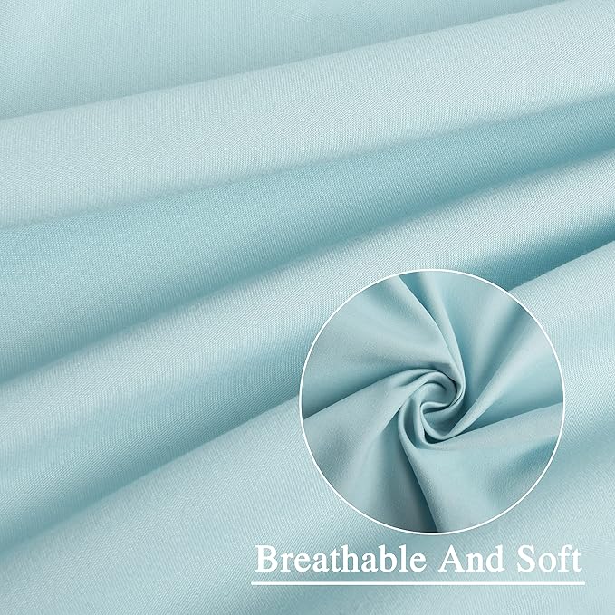 Spa Blue Ruffle Shower Curtain, Vintage Handcrafted Bow Tie Bath Curtain for Master Bathroom, Ruched Microfiber Bathroom Curtain with 12 Buttonholes, 72" W x 72" H (LQ-10)