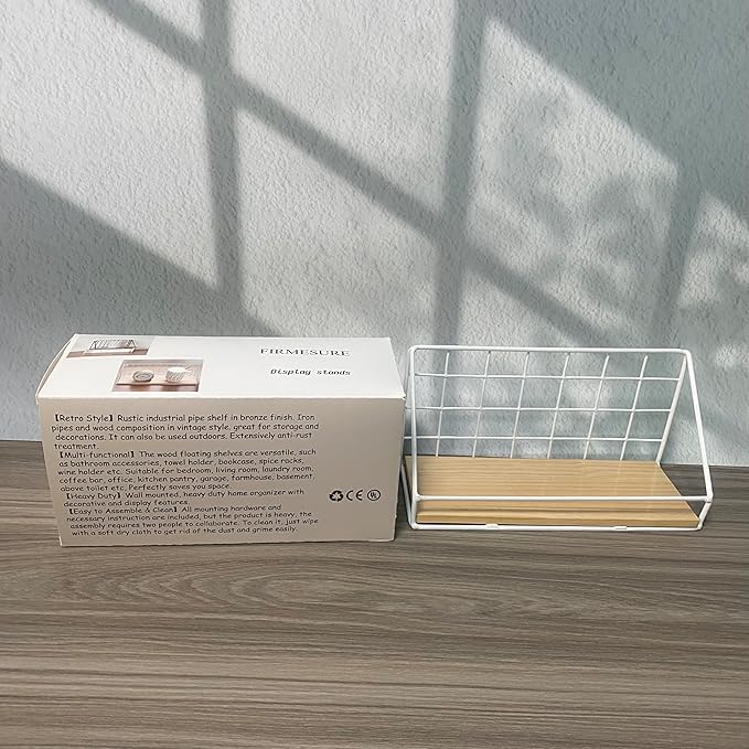 Bathroom Shelves Over Toilet with Storage Basket, Floating Shelves Wall Shelves for Home Organization & Wall Decor